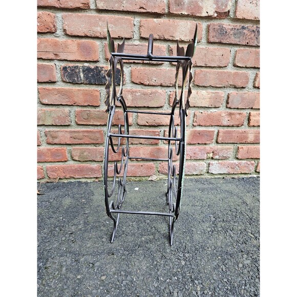 Vintage Owl Metal Wine Rack 9 Bottle Holder Hand Painted 20x15" - Picture 3 of 5